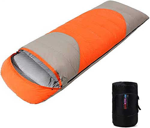Schlafsäcke für Erwachsene und Kinder, bequemer 3-Jahreszeiten-Schlafsack für Frühling, Herbst und Winter, verdickter Schlafsack für Camping, Wandern, Outdoor (Orange) von Generic