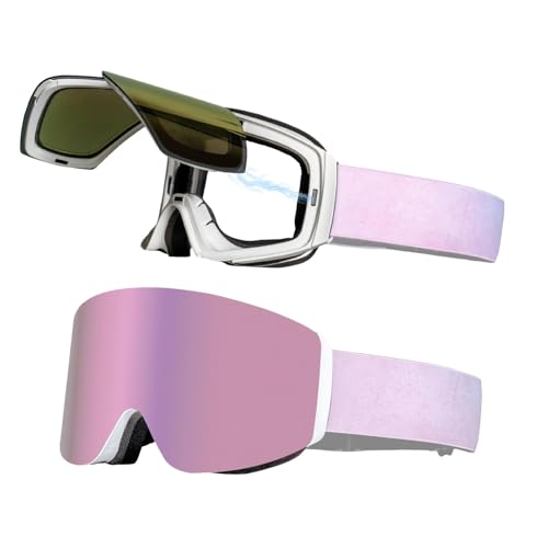 Schneebrillen für Herren,Skibrillen,Magnetische Schneebrille für Damen - UV400-Schutz, blendfrei, zum Skifahren, Schneemobilfahren, Bergsteigen, Radfahren von Generic