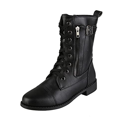 Schuhe Stiefel Absatzstiefel Reißverschluss Motorrad Seitenstiefel Knight Chunky Booties Stiefel für Damen Damenstiefel Winter von Generic