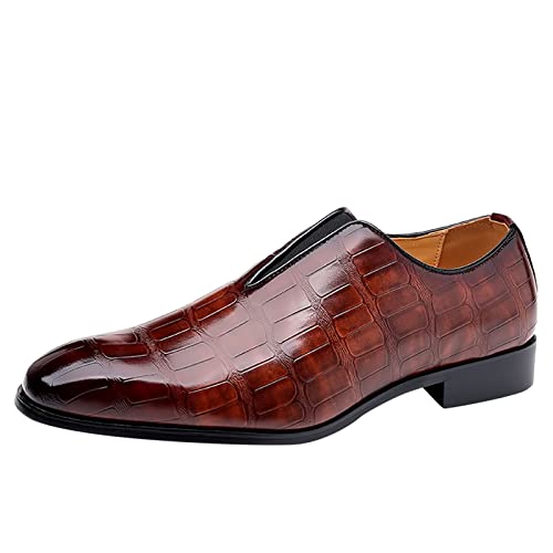 Schuhe im klassischen Stil für Herren zum Hineinschlüpfen aus PU- mit niedriger Gummisohle und Blockabsatz Snowboard Schuhe Herren 42 (Brown, 45) von Generic