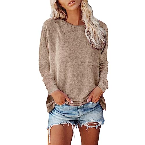 , Schwarz Sweatshirt Ohne Kapuze - Rundhals T Shirt Langarm Lässige Oberteile Oversized Casual Tshirt Lose Elegant Pullover Locker Lang Tops Frauen von Generic