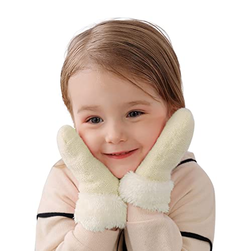 Schwarze Handschuhe Damen Kostüm Winter warme Handschuhe Vollfinger dehnbar gestrickte Skihandschuhe Anzug für 1 bis 6 Handschuhe Damen Warm Winter (Beige, S) von Generic