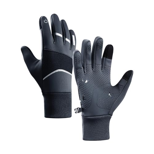 Schwarze Handschuhe Damen Satin Handschuhe WeißE Motorradhandschuhe, Touchscreen-Fahrradhandschuhe, warme Winter-Thermohandschuhe, Schwarze Handschuhe FüR Damen Long Gloves Rosa (Grey, XL) von Generic