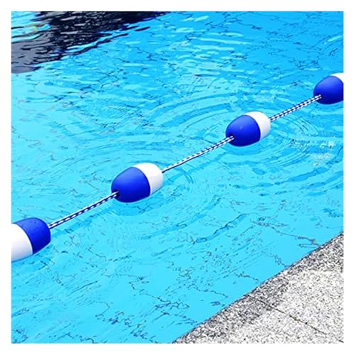 Schwimmbahnteiler 10ft/30ft/50ft, Schwimmendes Sicherheitsseil for Einbaupools, Ausrüstung for Unterteilen Von Schwimmbahnen, Blau-weißer Bojenball Und Nylonseil(32.8ft/10m) von Generic