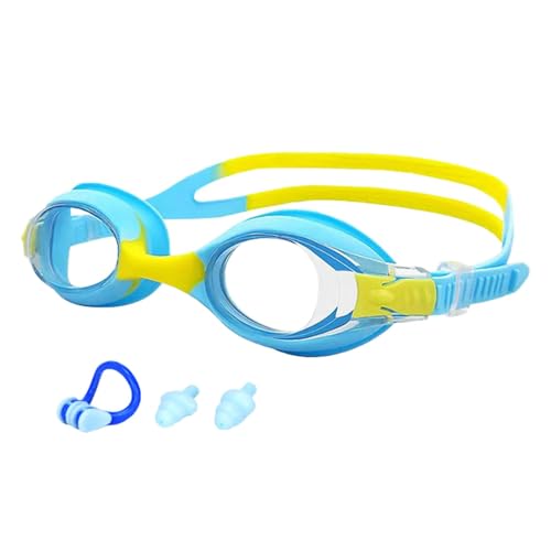 Schwimmbrille für Kinder, breite Sicht, Anti-Beschlag-Brille für Kinder, verstellbare Brille mit Ohrstöpseln mit Nasenclip, perfekt für Kinder von Generic