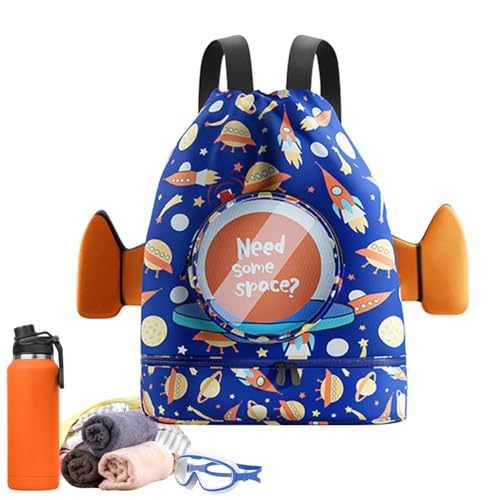 Schwimmrucksack für Kinder, Kinder-Pooltasche, Kinder-Strandrucksack, Schwimmrucksack mit Kordelzug für Kinder, Nass- und Trockentrenn-Schwimmtasche für Kinder mit Schuhfach von Generic