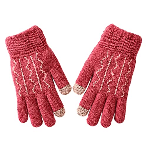 Screen Gloves for Winter Thermals Plus Fahrradhandschuhe aus -Strick Gummianzug Latex Damen Baumwollhandschuhe Strick Handschuhe Warme Handschuhe Baumwolle Weiß Ohne Finger (Hot Pink, One Size) von Generic