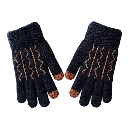 Screen Gloves for Winter Thermals Plus Fahrradhandschuhe aus -Strick Gummianzug Latex Damen Baumwollhandschuhe Strick Handschuhe Warme Handschuhe Baumwolle Weiß Ohne Finger (Navy, One Size) von Generic