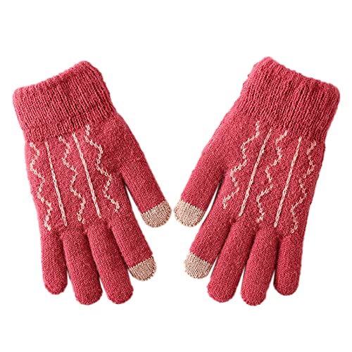 Screen Gloves for Winter Thermals Plus Fahrradhandschuhe aus -Strick Gummianzug Latex Damen Baumwollhandschuhe Strick Handschuhe Warme Stoffhandschuhe Damen (Hot Pink, One Size) von Generic