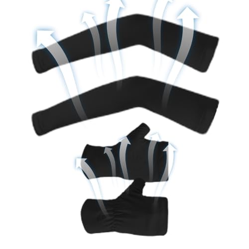 Separate Sonnenschutz-Eisärmel-Handschuhe,Geteilte Sonnenschutz-Eisärmel-Handschuhe, Outdoor-Angel-Fahrhandschuhe für Damen, Eisseide-Halbfinger-Langhandschuhe UV-Schutz, schnell trocknende lange Hand von Generic