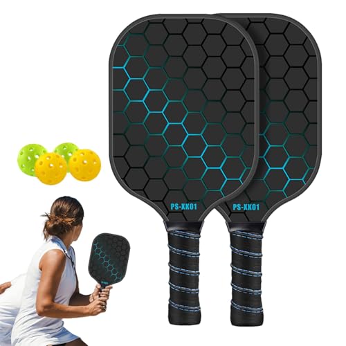 -Set,-Paddel-Set,Pro-Racquet-Sets Paddle-Ball-Schläger | Fiberglas-Paddel, 4 Pickle-Bälle, ergonomischer Griff, Schläger für Kinder und Erwachsene von Generic