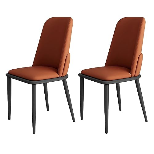 Set of 2 PU Leather Dining Room Chairs, Comfortable Side Chairs with Metal Legs, Home Kitchen Dining Chairs for Bedroom Living Room von Generic