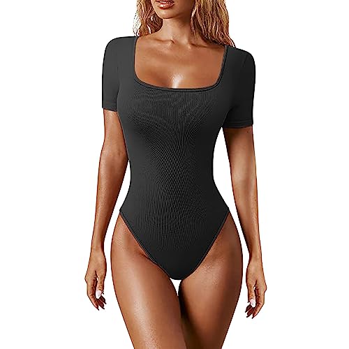 Shapewear Damen Body Bauchweg Bodysuit Formender Shaping Body Kurze Ärmel Sculpting Ribbed Body Shaper T-Shirt mit Tanga Sportlicher Tanz-Body für Frauen Shapewear Damen Body Bauchweg Bodysuit Formender Shaping Body Kurze Ärmel Sculpting Ribbed Body Shaper T-Shirt mit Tanga Sportlicher Tanz-Body für Frauen von Generic