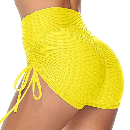 Shorts Damen Sommer -Radlerhose Damen Kurz -Hotpants Unterhose Kurze Hose Sport Boxershorts Bequem Elastisch Sportshorts mit Kordelzug Sporthose High Waist Tanzshorts Fitness Yoga Hosen von Generic