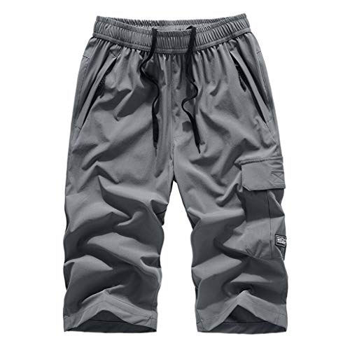 Shorts Herren Sommer 3/4 Hose Outdoor Sport Jogginghose Bequeme Lässige Sommerhose Luftige Jungen Männer Bermuda Gummizug Mit Taschen Herrenshorts Kurze Hosen Sweatshorts Sportshorts von Generic