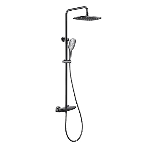 Shower Head Duschsystem, thermostatisches, wandmontiertes Duscharmatur-Set für Badezimmer mit verstellbarem Regenduschkopf und 3-Funktions-Handbrause, Wasserfall-Schläger, Rainfall Shower Head von Generic