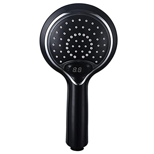 Shower Head Handbrause, LED-Temperaturregelung, Hochdruck-Handbrause, ABS, runde Badezimmer-Handbrause mit 1,5 m Brauseschlauch und Halterung, Schwarz, A (Schwarz A) Shower von Generic