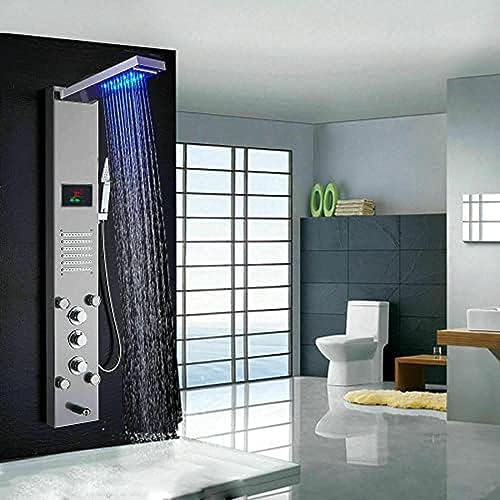 Shower Head Mattschwarzes LED-Duscharmatur-Set, Decken-Regensprüher-Kombination mit Ventildusche – 16 Zoll, 16 Zoll, Sprinkler Shower Faucet von Generic