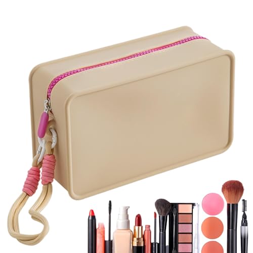 Silikon-Make-up-Tasche Für Reisen - Tragbare Kosmetiktasche Mit Reißverschluss, Bunte Aufbewahrung Für Damen | Kompakte Make-up-Tasche Für Reisen, Schule, Wochenende, Geschäftsreise, Strandurlaub von Generic