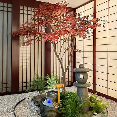 Simulation Red Maple Potted Green Plants Decoration Artificial Artificial Artificial Green Plants Indoor Landscaping Simulation Tree 1m von Generic