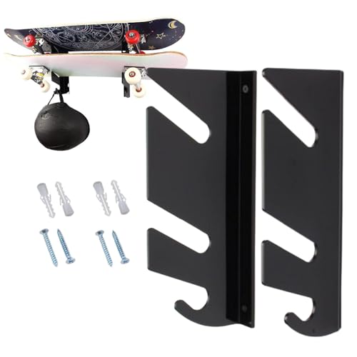 Skateboard-Wandhalterungs-Präsentationsständer | 1 Paar Acryl-Skateboard-Wandhalterungen, Skateboard-Präsentationsständer mit Haken, bietet Platz für Zwei Skateboards und Rollschuhe, Helme von Generic