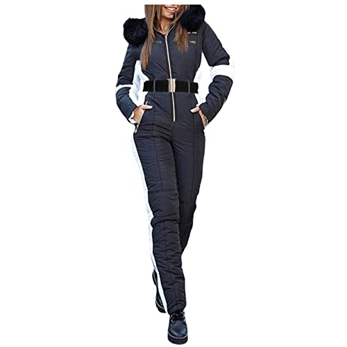 Skianzug Damen Einteiler Schneeanzug Winter Warme Skioverall Damen Winddicht Wasserdicht Jumpsuit Schneeoverall Mit Kapuze Damen Outdoor Skifahren Sätze Skisuit Skianzüge für Damen von Generic