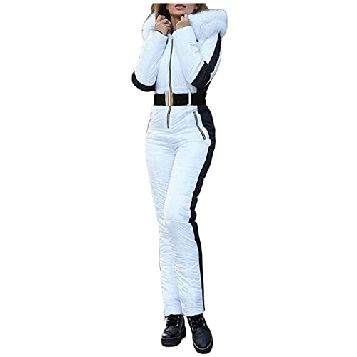 Skianzug Damen Einteiler Schneeanzug Winter Warme Skioverall Damen Winddicht Wasserdicht Jumpsuit Schneeoverall Mit Kapuze Damen Outdoor Skifahren Sätze Skisuit Skianzüge von Generic