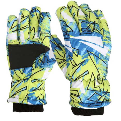 Skihandschuhe für Kinder, Warme Winterhandschuhe, Winddichte Verdickt Handschuhe für Laufen Skifahren Wandern Snowboard (Grün,L（7-12 Jahre）) von Generic