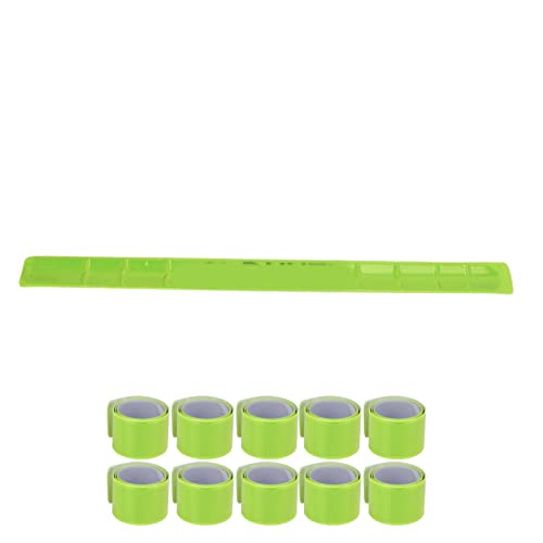 Slap Bands Reflektierendes Armband, 10 Stück Silikonstahlarmband Reflektierende Streifen für Kleidung, Sport, Reiten (Green) von Generic