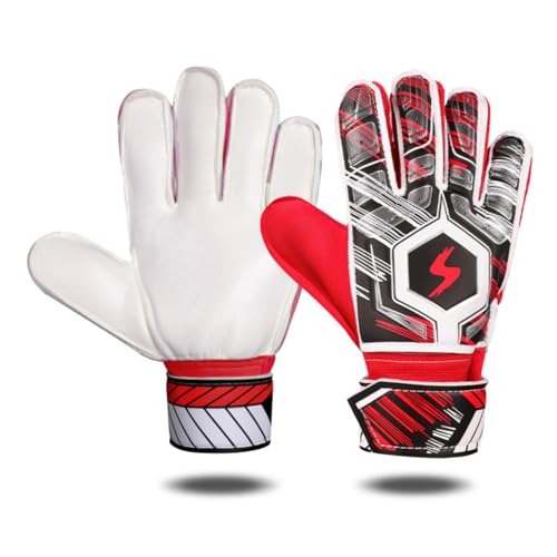 Soccer Gloves Torwarthandschuhe für Erwachsene Jugendliche, Handschuhe, Fußballhandschuhe mit Starkem Griff Finger Unterstützung, Doppeltem Schutz, Tragbarkeit, Super Halt (Rot,7) von Generic