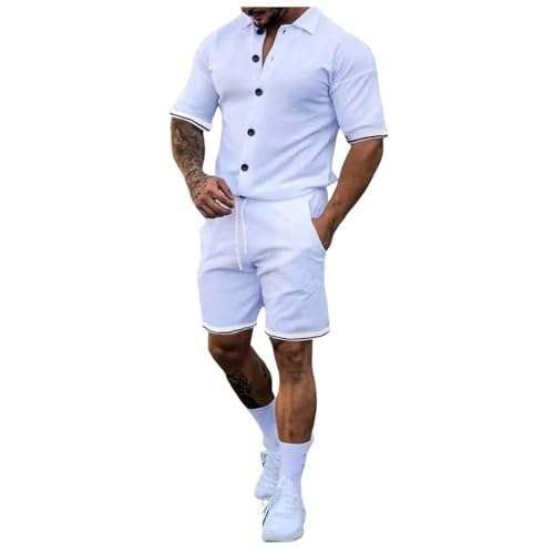 Sommer Outfit Herren 2 Teiler Hawaii Rundhals Kurzarm Trainingsanzug Trainingsanzug Strand Kleidung Sommer Outfits Jogginganzug Sommer Trainingsanzug Herren von Generic