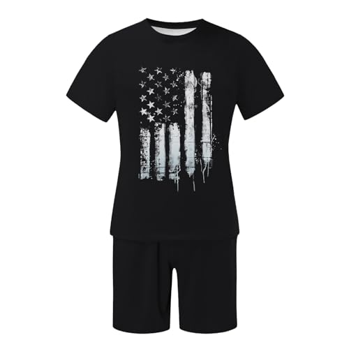 Sommer Outfit Herren Einfarbig Tshirt Und Shorts Jogginganzug Streetwear Jogginganzug Kurzarm Strandanzug Freizeitanzug Zweiteiliges Herren Outfit von Generic