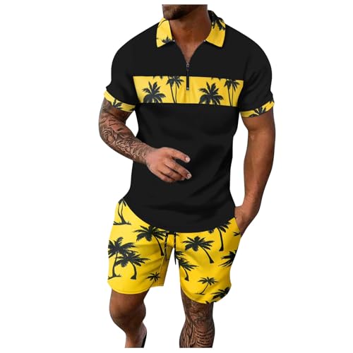 Sommer Outfit Herren Sport Hoodies Und Jogginghosen Sportanzug Hip Hop Outdoorwear Kurzarm Outfit Freizeitanzug Zweiteiliges Herren Outfit von Generic