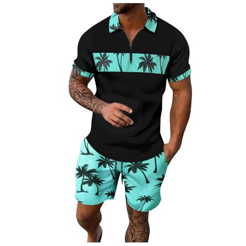 Sommer Outfit Herren Sport Hoodies Und Jogginghosen Sportanzug Hip Hop Outdoorwear Kurzarm Outfit Freizeitanzug Zweiteiliges Herren Outfit von Generic