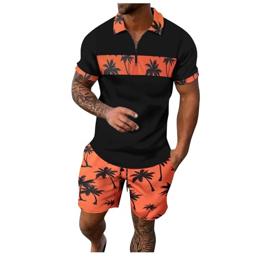 Sommer Trainingsanzug Herren Kurzarm Kurze Hosen + T Shirt Set Trainingsanzug Lässig Outfit Sport Outdoorwear Sportanzug Sommer Outfit Herren 2 Teiler von Generic