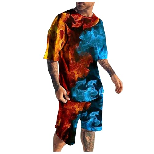 Sommer Trainingsanzug Herren Sport Blood Drucken Kostüme Freizeitanzug Casual Outfit Sommer Leinenanzug Sportanzug Sommer Outfit Herren von Generic