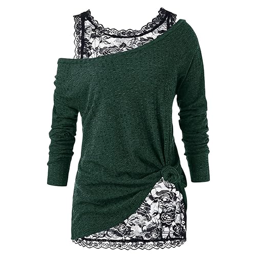 Spitzen Oberteile Damen Elegant Zweiteiliges Set Langarmshirt Pullover Bluse Langarm Schulterfreies Große Größen Lockere Lässig Party Oberteil Festliches Blusen & Tuniken für Damen Tunika Top Tee Spitzen Oberteile Damen Elegant Zweiteiliges Set Langarmshirt Pullover Bluse Langarm Schulterfreies Große Größen Lockere Lässig Party Oberteil Festliches Blusen & Tuniken für Damen Tunika Top Tee von Generic