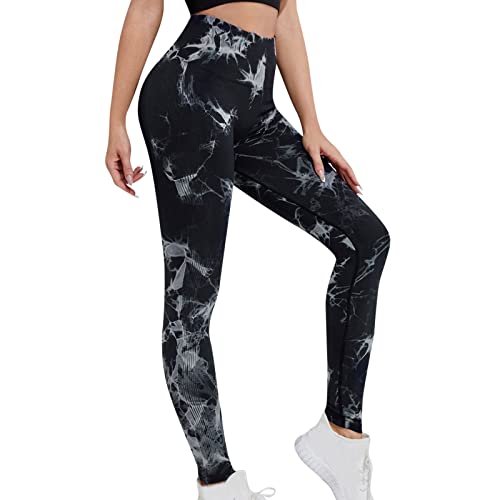 Sport Gym Leggings Damen Yogahose Bunt Gym Sport Leggings Tummy Control Running Workout Stretch Kompressionshose Mit Aufdruck Für Frauen Scrunch Butt Leggings von Generic