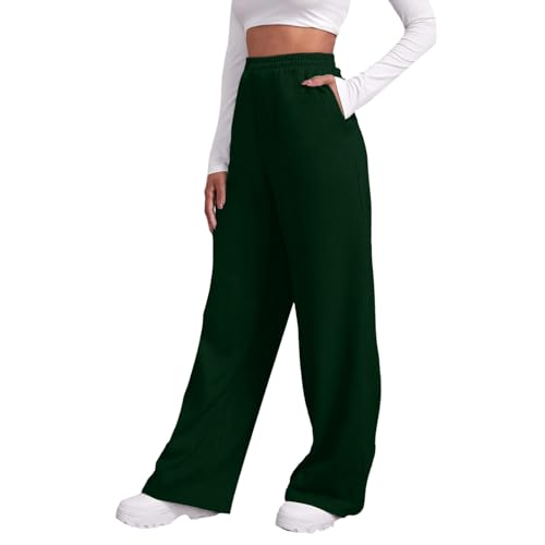 Sport Hose High Waist Damen, Sporthose Locker |Elegant High Waist mit Taschen Gummizug Kordelzug Fleece Gefüttert Sporthosen Freizeithose Yogahose Laufhose Bein Hosen Frauen von Generic