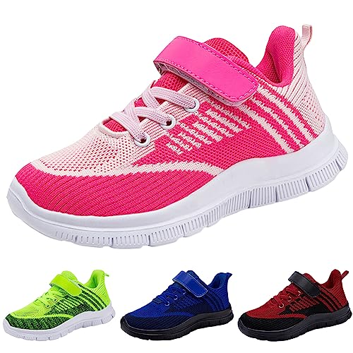 Sportschuhe Kinder Jungen Mädchen Modische Ganzjahres Hallenschuhe Turnschuhe Leicht Mesh Straßenlaufschuhe Atmungsaktiv Laufschuhe Flach Dicker Boden rutschfest Klettverschluss Sneaker von Generic