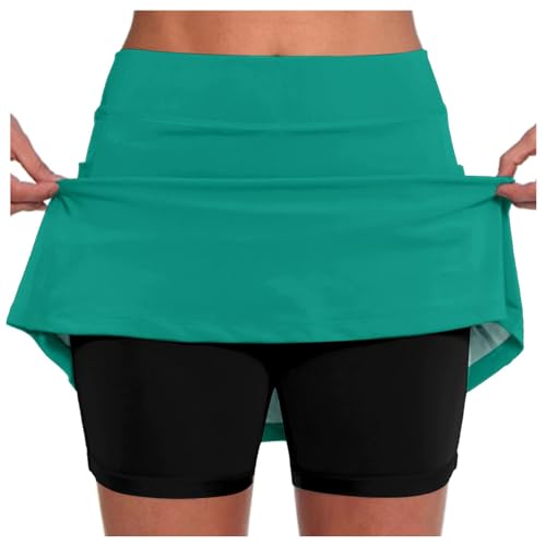 Sportskort Damen mit Innenshorts, Tennis Rock Damen mit Shorts Taschen Tennisrock Hohe Taille Hosenrock Golfrock Wanderrock Dehnbar Skort Golf Skorts Knielanger Hosenrock mit Innenshorts von Generic