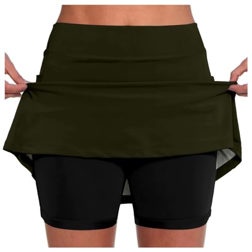 Sportskort Damen mit Innenshorts, Tennis Rock mit Shorts Taschen,Tennisrock Damen Hohe Taille Hosenrock Golfrock Wanderrock Dehnbar Skort Knielanger Hosenrock mit Innenshorts Golf Skorts von Generic