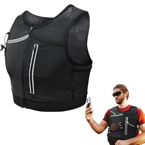 Sportwestentasche, Laufbrusttasche | Fitness-Weste-Tasche - Multifunktionale Laufweste, Fahrradrucksack, Outdoor-Sport-Brusttasche mit reflektierendem Sicherheitsstreifen von Generic