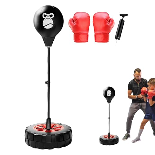 Stehender Speedbag, Boxsack mit Ständer - Boxsack für das Fitnessstudio - Übungs-Boxsack mit Ständer, höhenverstellbarer Speed-Boxball mit Boxhandschuhen für Erwachsene von Generic