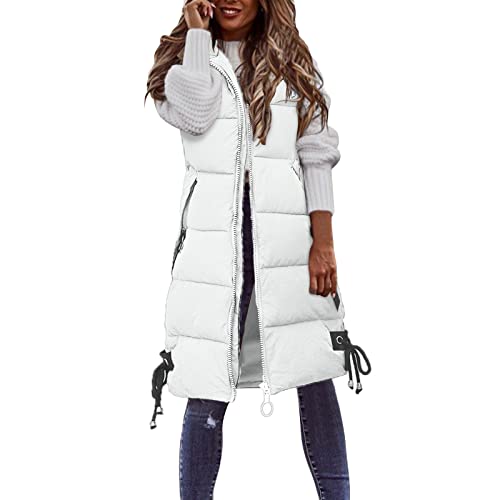 Steppweste Damen Daunenweste Weste Warmer Daunenmantel Hooded Leichte Gesteppte Weste Jacke Lange Dicker Lose Slim Zip Gilet Für Damen Mädchen Winter Outdoor Klettern Reisen von Generic