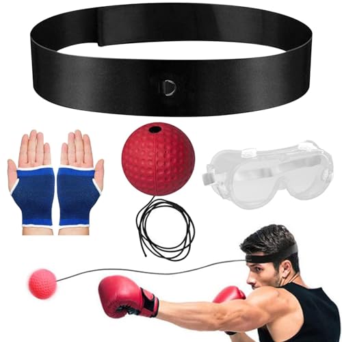 Stirnband mit reflektierendem Ball: Speed-Trainingsball mit elastischem Kopfband, Bohrpraxis-Set | Reflex-Trainings- und Handboxausrüstung für Anfänger von Generic