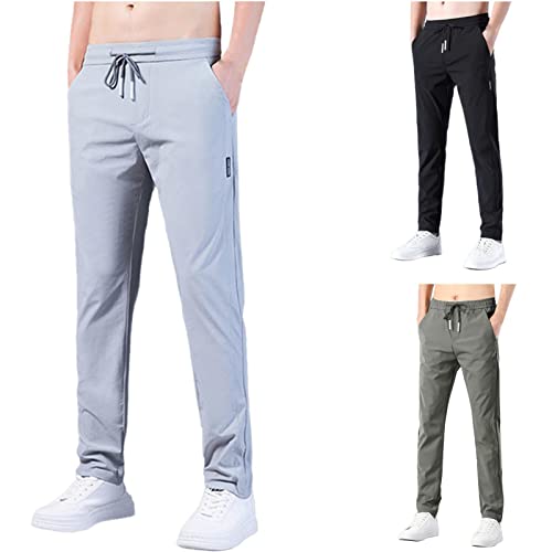 Stretch Jogginghose für Männer Sweathose Fit Geradem Schnitt Freizeithose Sommer Outdoor Leicht Trainingshose mit Kordelzug Relaxing Hose Trainingshose Fitnesshose von Generic