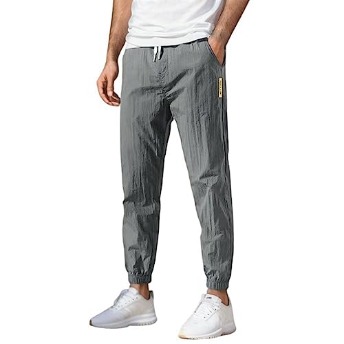 Stretch Jogginghose für Männer Sweathose Fit Geradem Schnitt Freizeithose Sommer Outdoor Leicht Trainingshose mit Kordelzug Relaxing Hose Trainingshose Fitnesshose von Generic