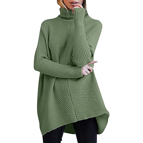 Strick Damen Pullover, Oversize Pullover Damen Rollkragen Langarm Grobstrickpullover Damen Zopfmuster Pullover Damen Pullover Langarm Winter Rolli Tailor Damen Rollkragenpullover von Generic