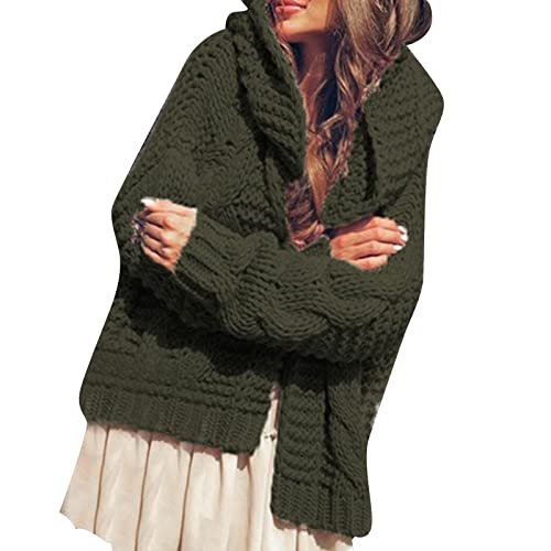 Strickjacke Damen Lang, Cardigan Damen Mit Kapuze, Langarm Dicke Strickjacke Damen Mit Taschen Einfarbig Oversized Cardigan Winte Klassiker Warm Baumwoll Cardigan Vorne Offen Übergang Longjacke Damen von Generic